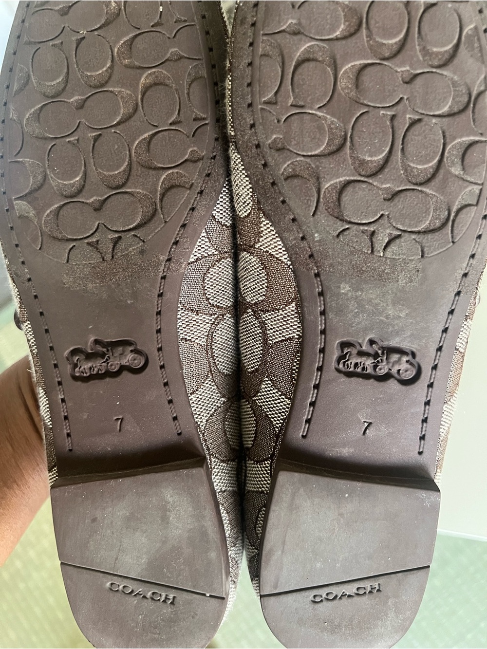 Coach Brown Signature Canvas Mary Jane Flats with Gold Buckle - Picture 9 of 9